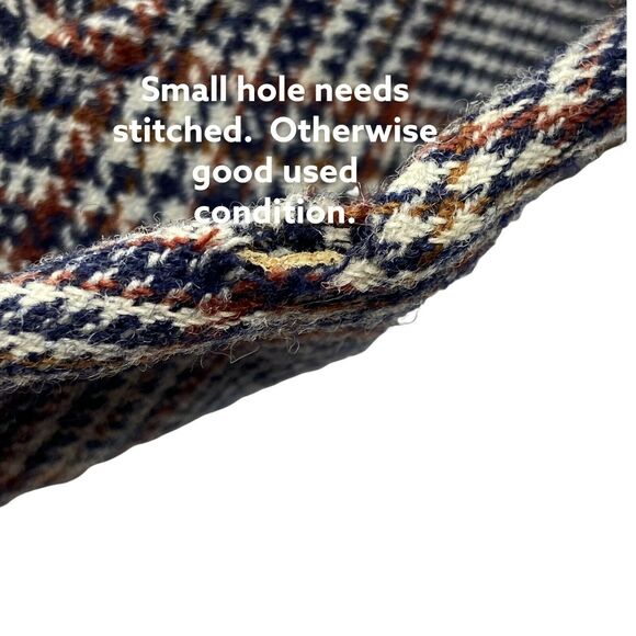 Pendleton Fedora Hat Grandpa Gray Navy Brown Plaid Virgin Wool Fitted Size 7-1/8 - Picture 6 of 16